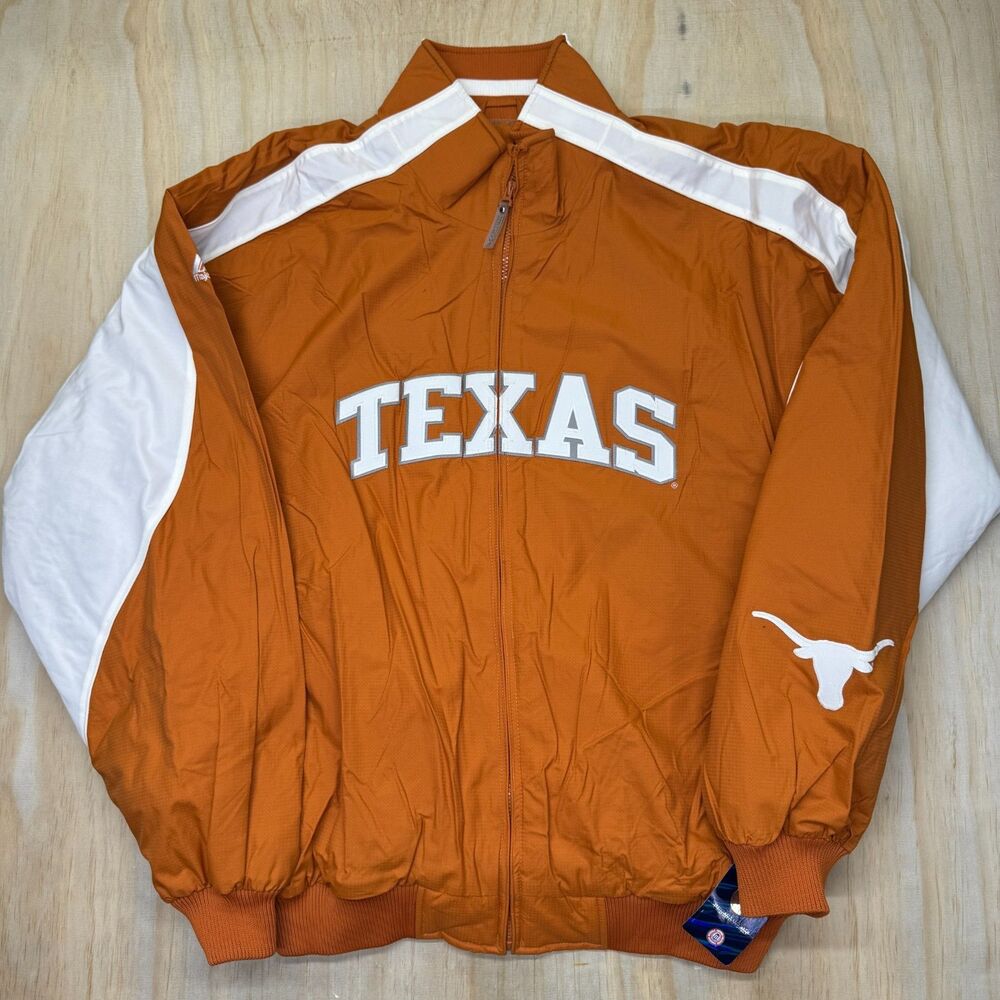 NEW Texas Longhorns Majestic Fleece Lined Full Zip Jacket Orange White Sz 2XL